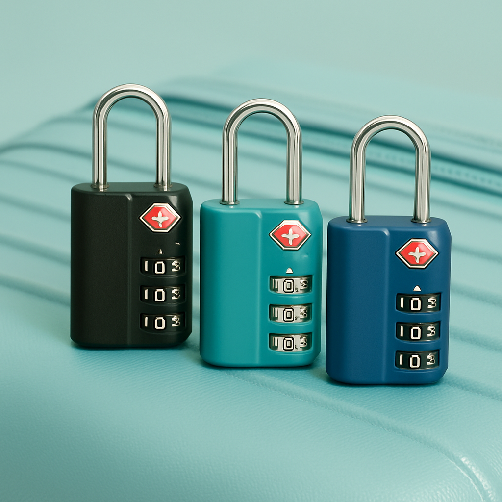 Sélection de cadenas TSA posés sur une valise cabine