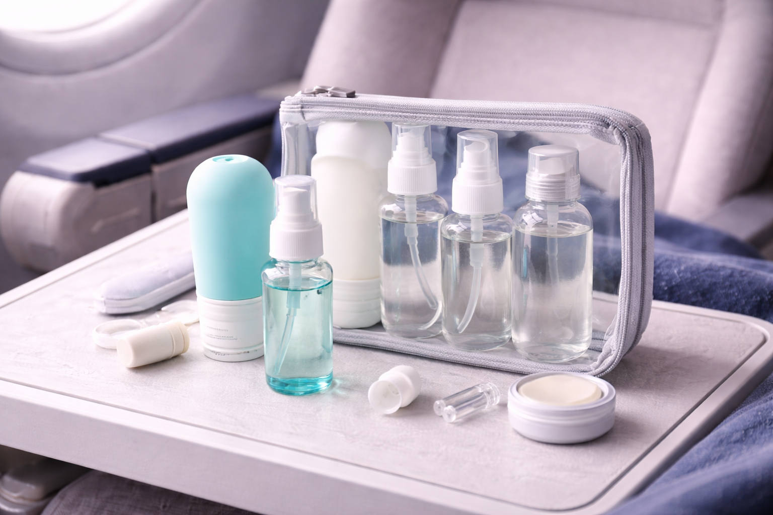 Flacons 100 ml pour liquides autorisés en cabine avion