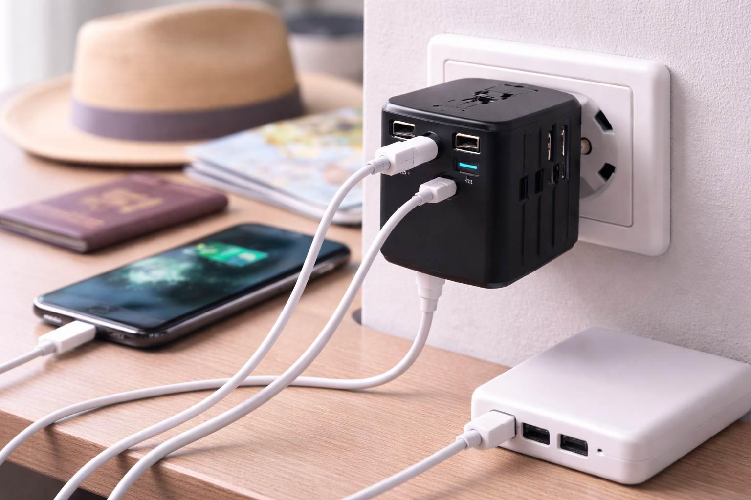 Adaptateur universel de voyage branché sur prise internationale