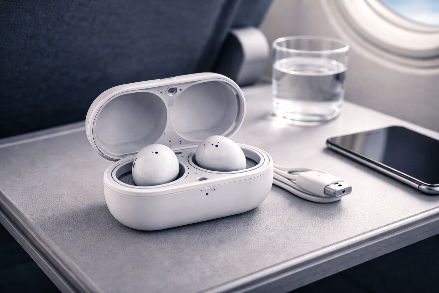 Écouteurs de voyage avec réduction de bruit active pour avion