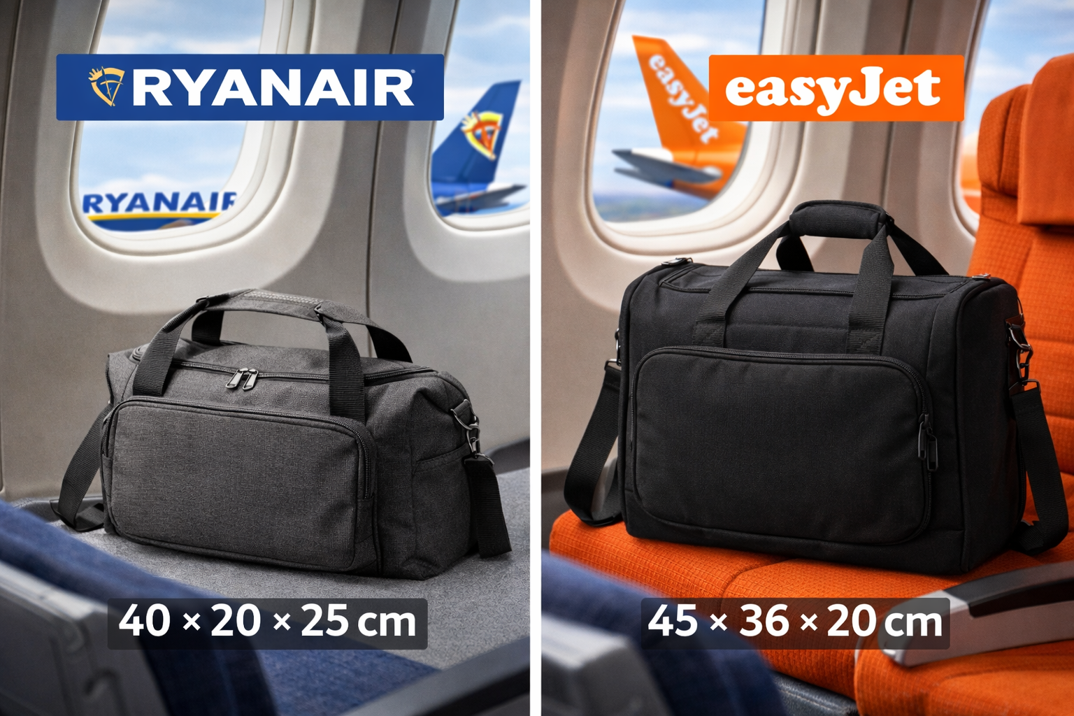Ryanair vs EasyJet formats de bagages cabine gratuits en avion