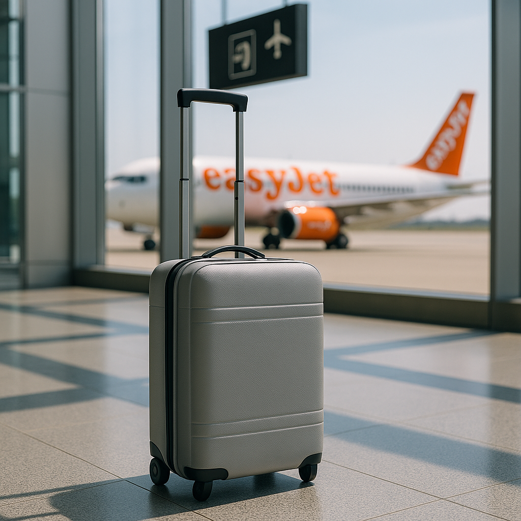 Valise cabine EasyJet 45×36×20 compatible 2026 – modèle premium en aéroport, bagage autorisé en cabine