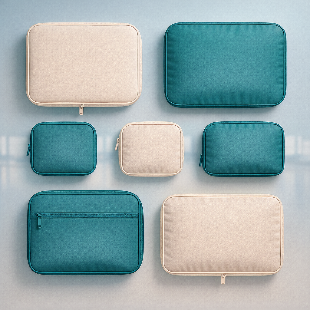 Cubes de rangement et sacs compressibles vus de dessus