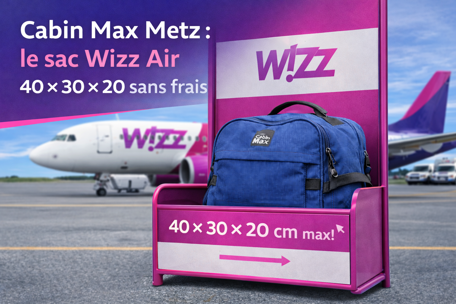 Sac cabine Cabin Max Metz 20L compatible Wizz Air 40x30x20