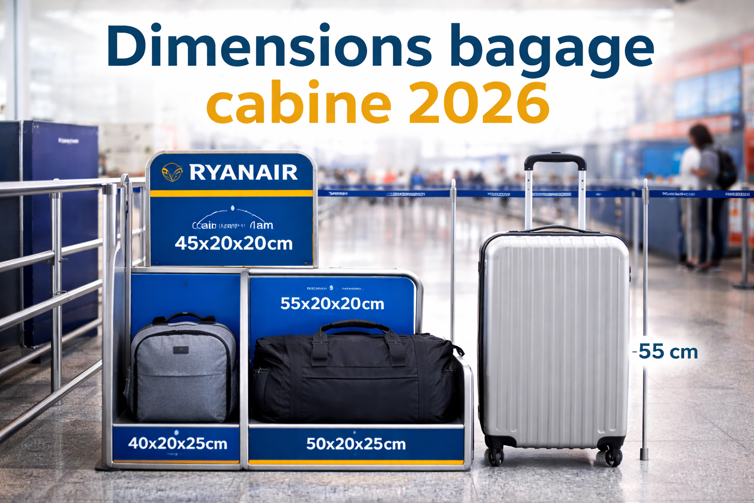 Dimensions bagage cabine 2026 gabarit aeroport