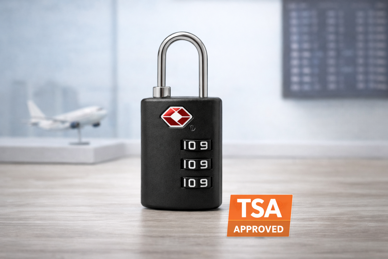 Cadenas TSA sécurisé sur valise cabine dans un environnement aéroport