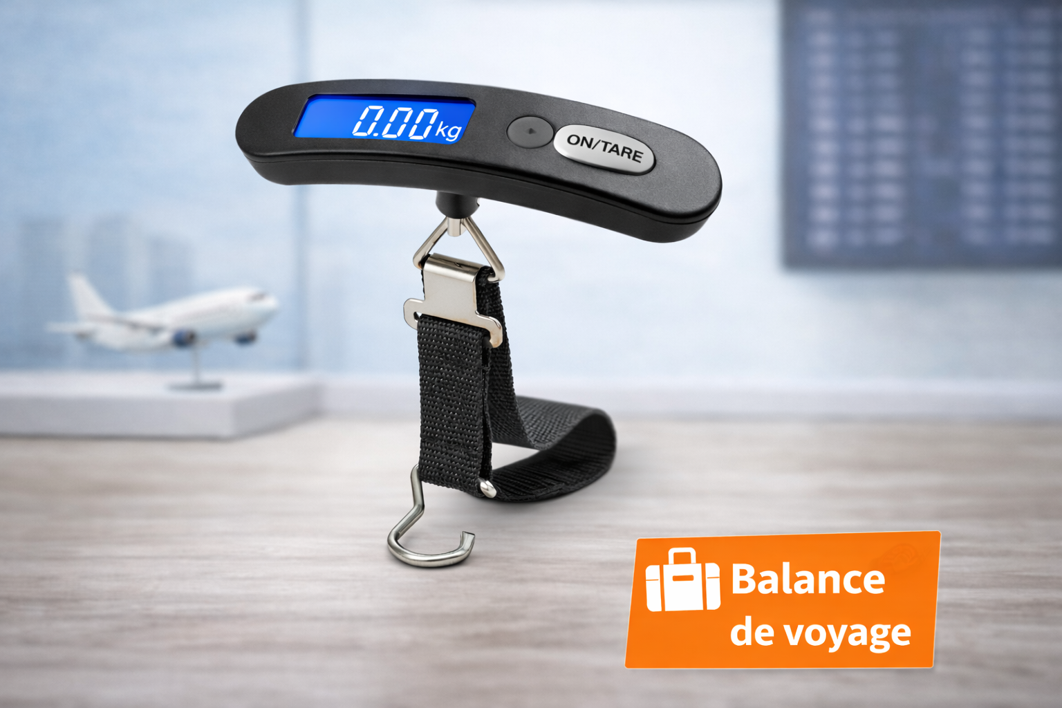 Balance de voyage électronique pesant une valise cabine à l’aéroport