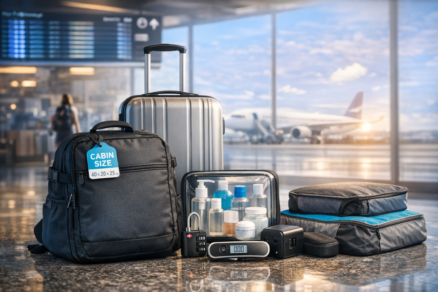 bagages cabine et accessoires pour voyager léger à l'aéroport