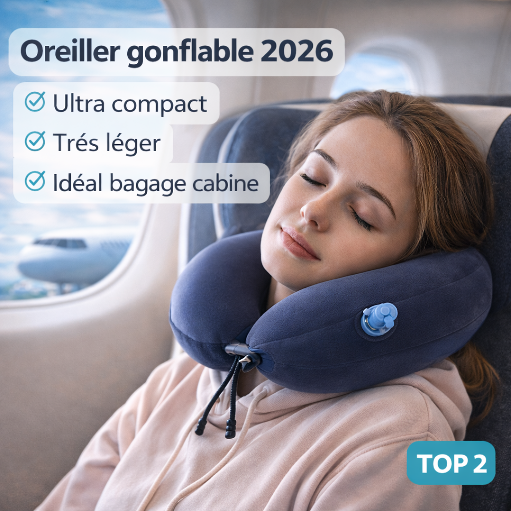Oreiller gonflable avion compact cabine