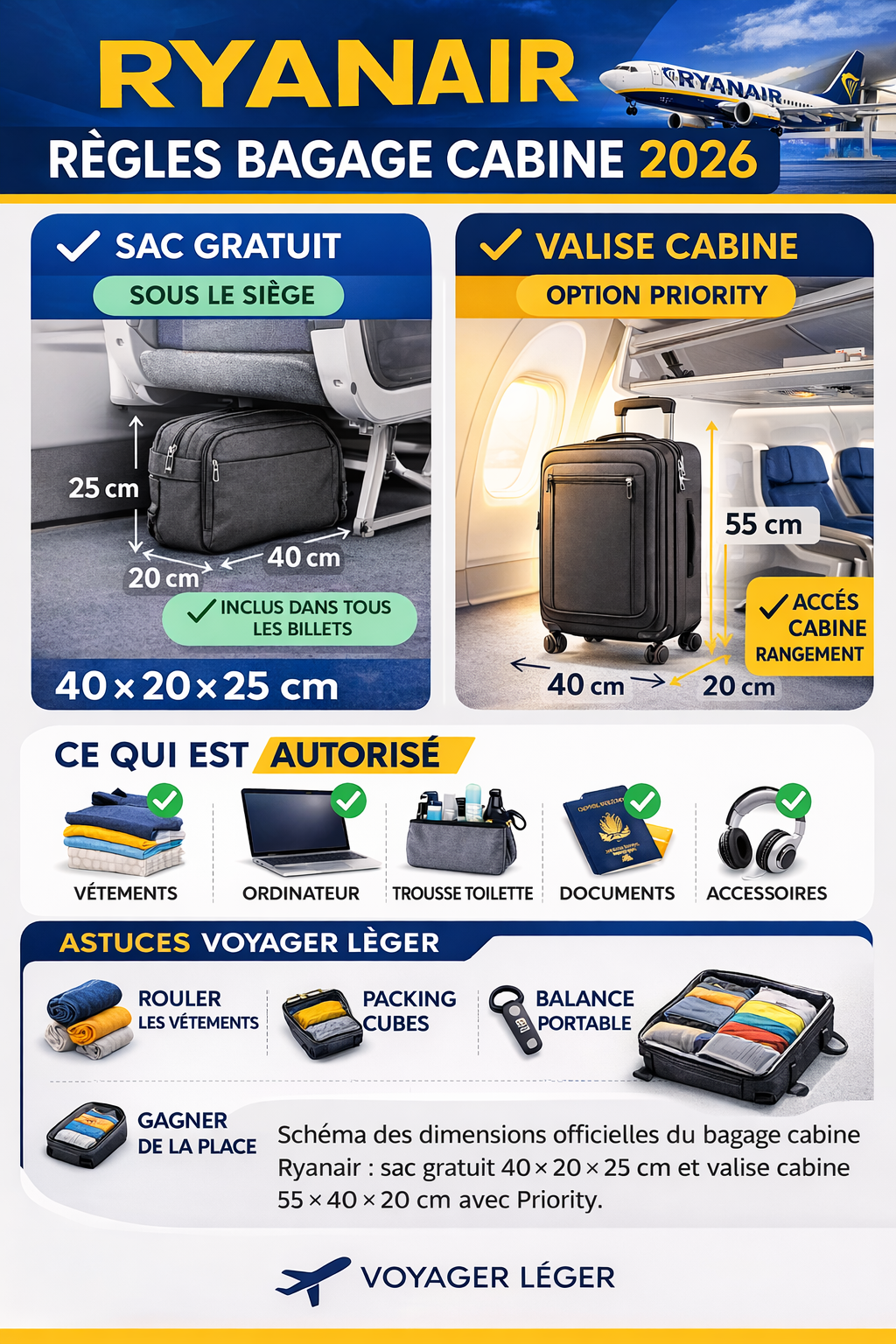 dimensions bagage cabine ryanair