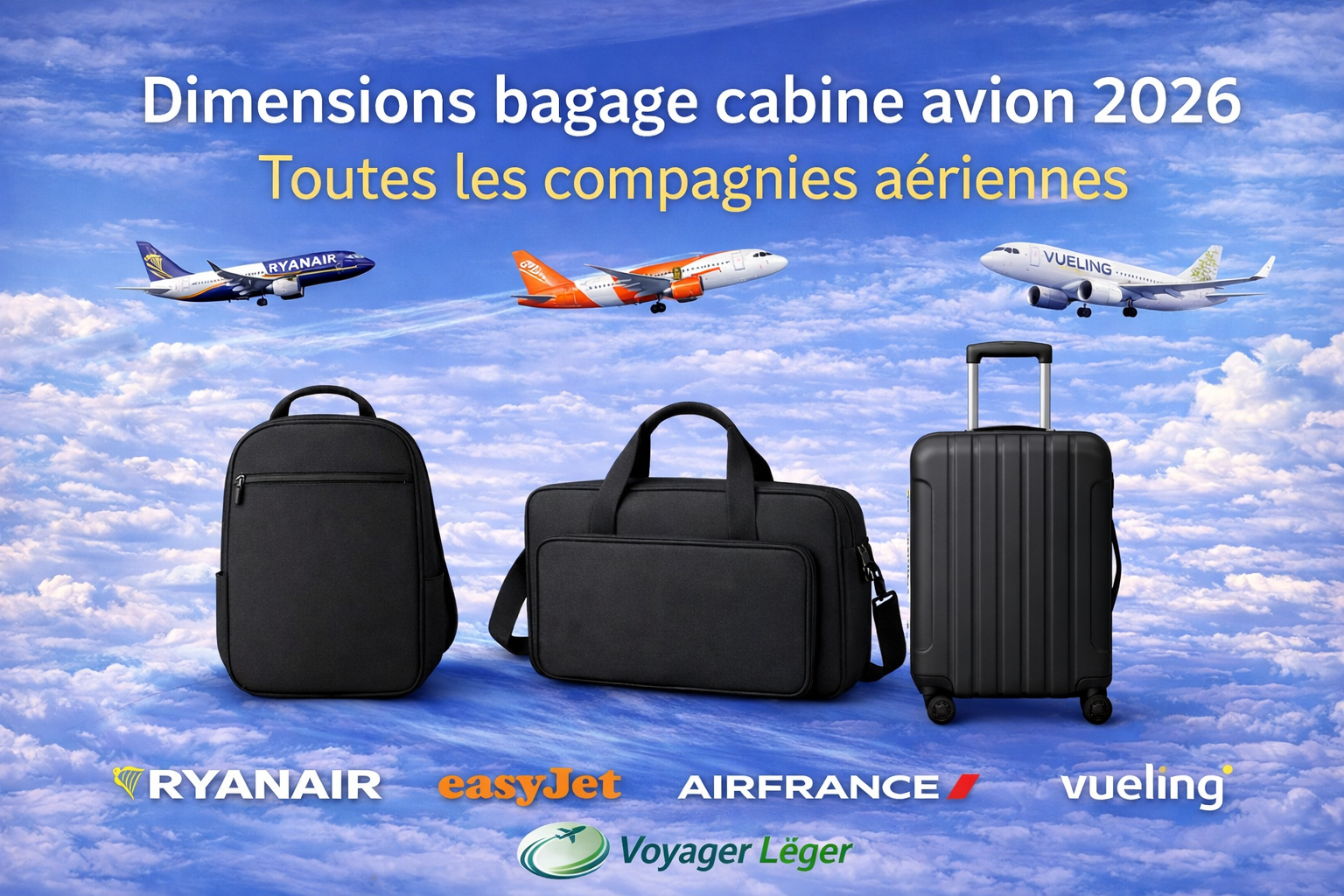 dimensions bagages cabine compagnies aeriennes 2026 ryanair easyjet air france vueling