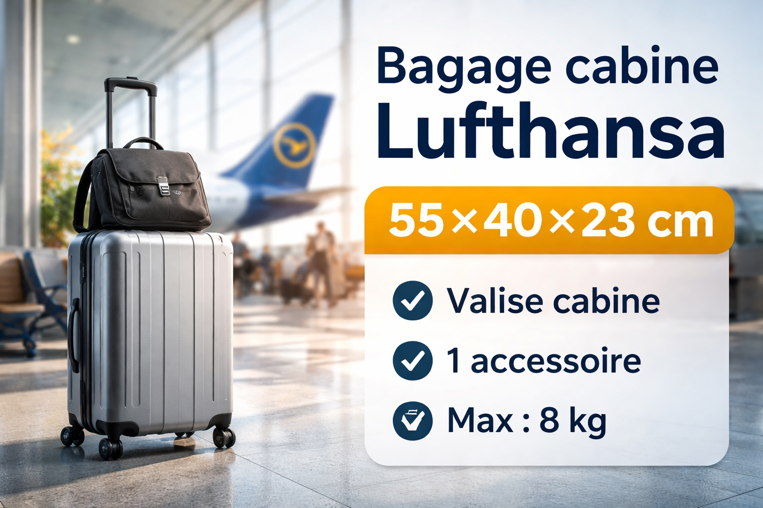bagage cabine lufthansa 55x40x23 avion