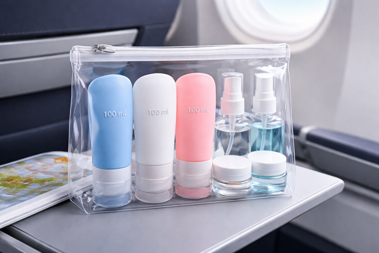 Flacons 100 ml pour liquides autorisés en cabine avion