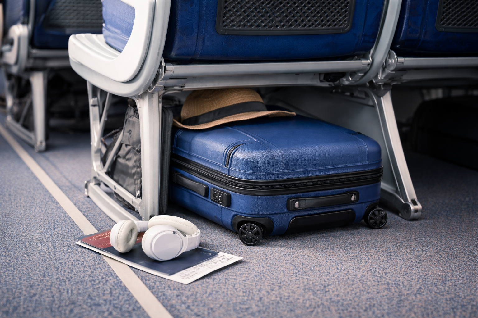 valise cabine Lufthansa 55 cm près siège avion