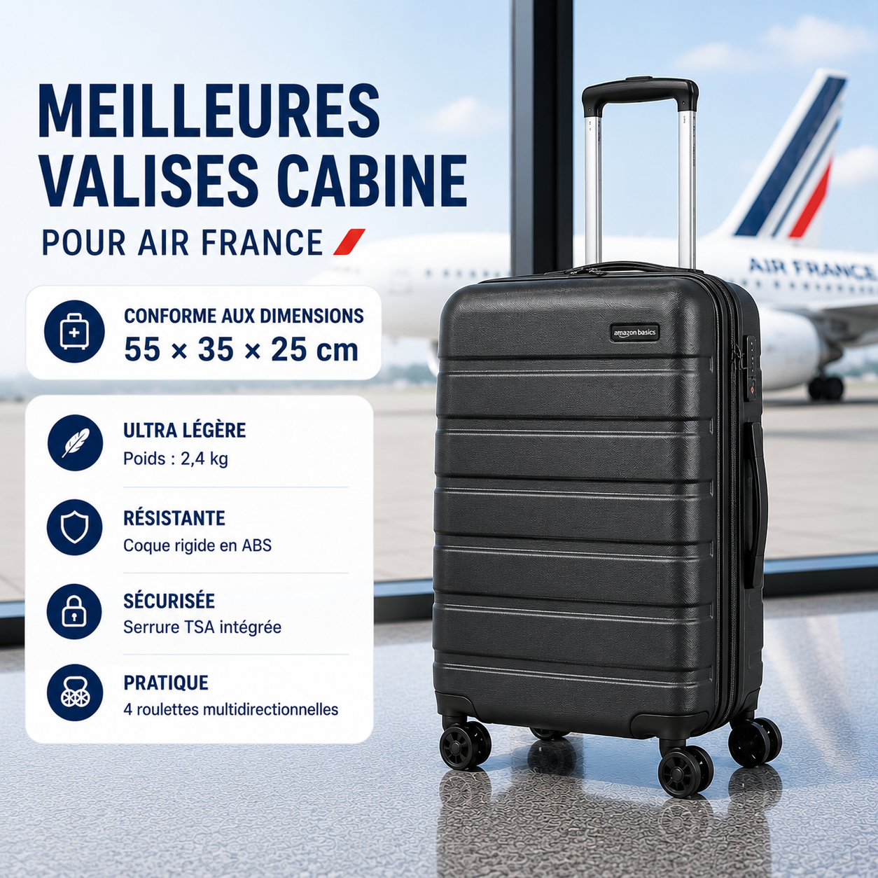 Amazon Basics Hardside 55 cm Air France