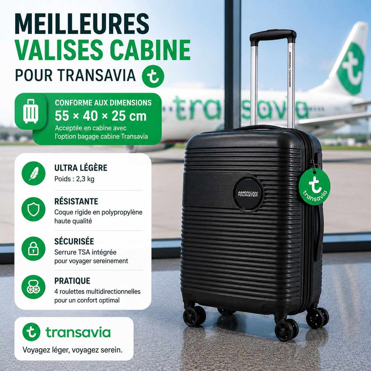 American Tourister Soundbox Cabin compatible Transavia
