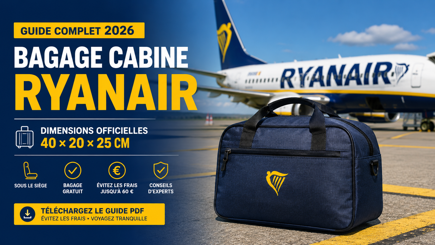 Bagage cabine Ryanair 2026 dimensions officielles