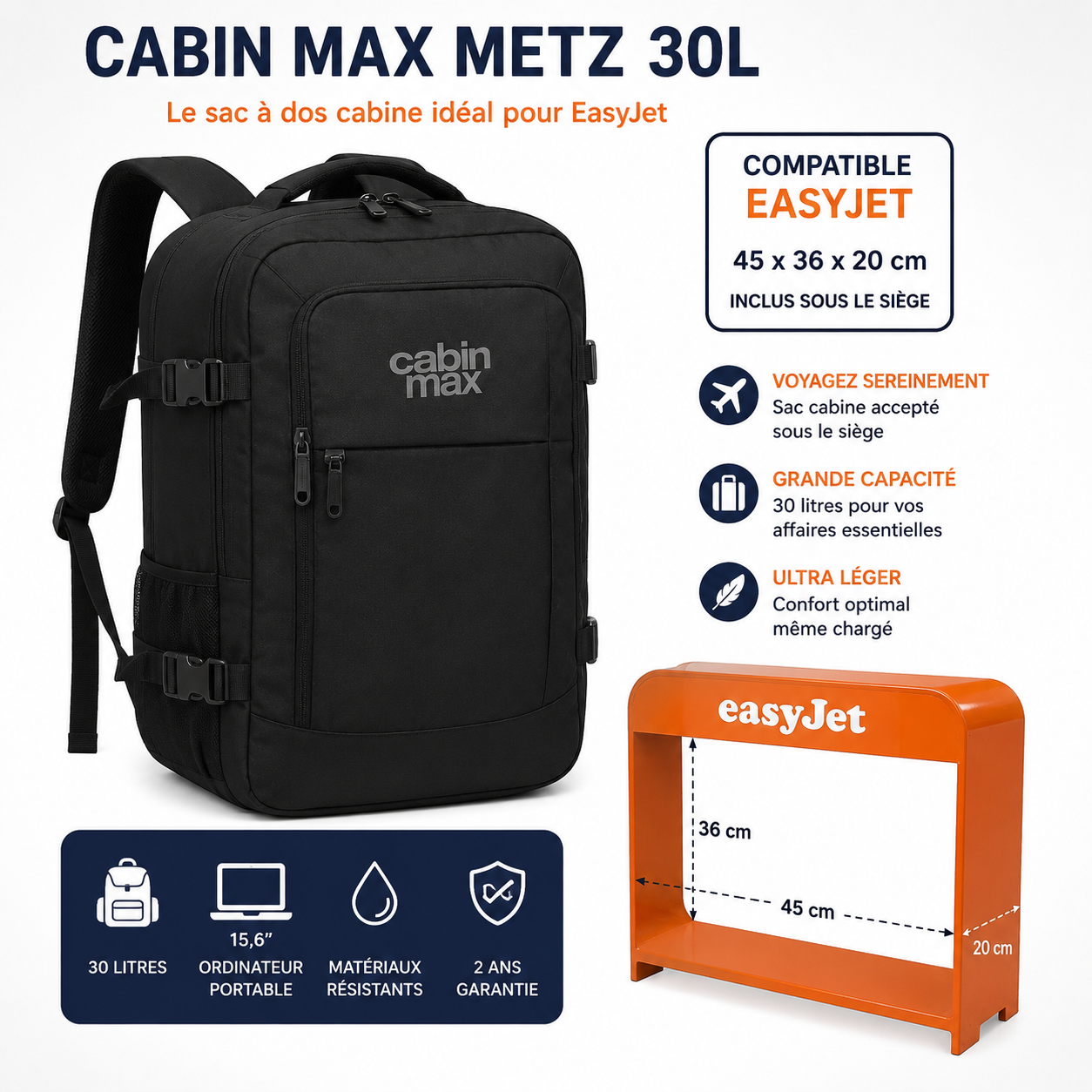 Cabin Max Metz EasyJet 45x36x20