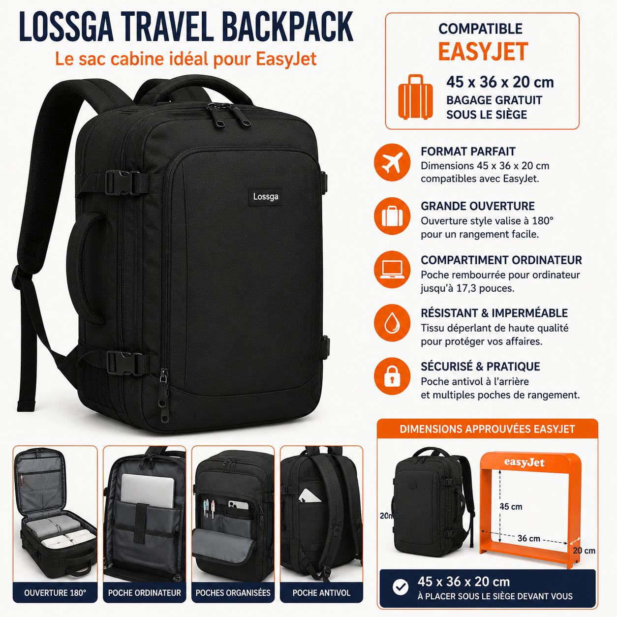 Lossga Travel Backpack EasyJet